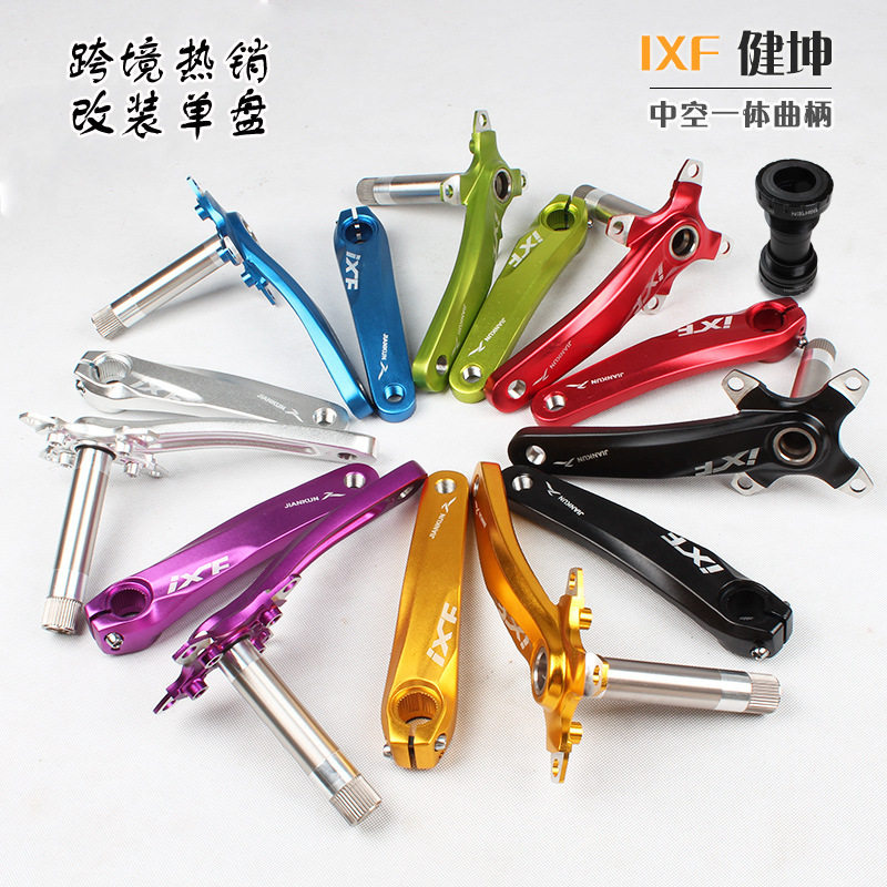 Aluminum Alloy Ultralight IXF Mountaineering Car Hollow Integrated Dental Disc Crank Bike Retrofit Single Disc Assembly Middle Crank