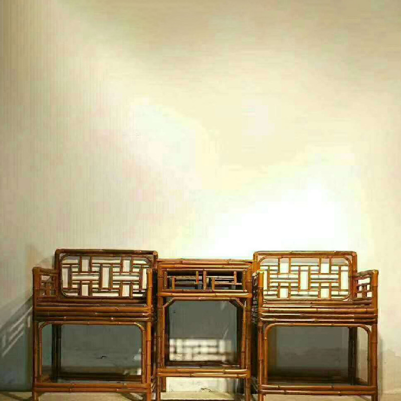 Folklore old furniture old spotted bamboo rose chair old tables and chairs three pieces of antique nostalgia collection old objects