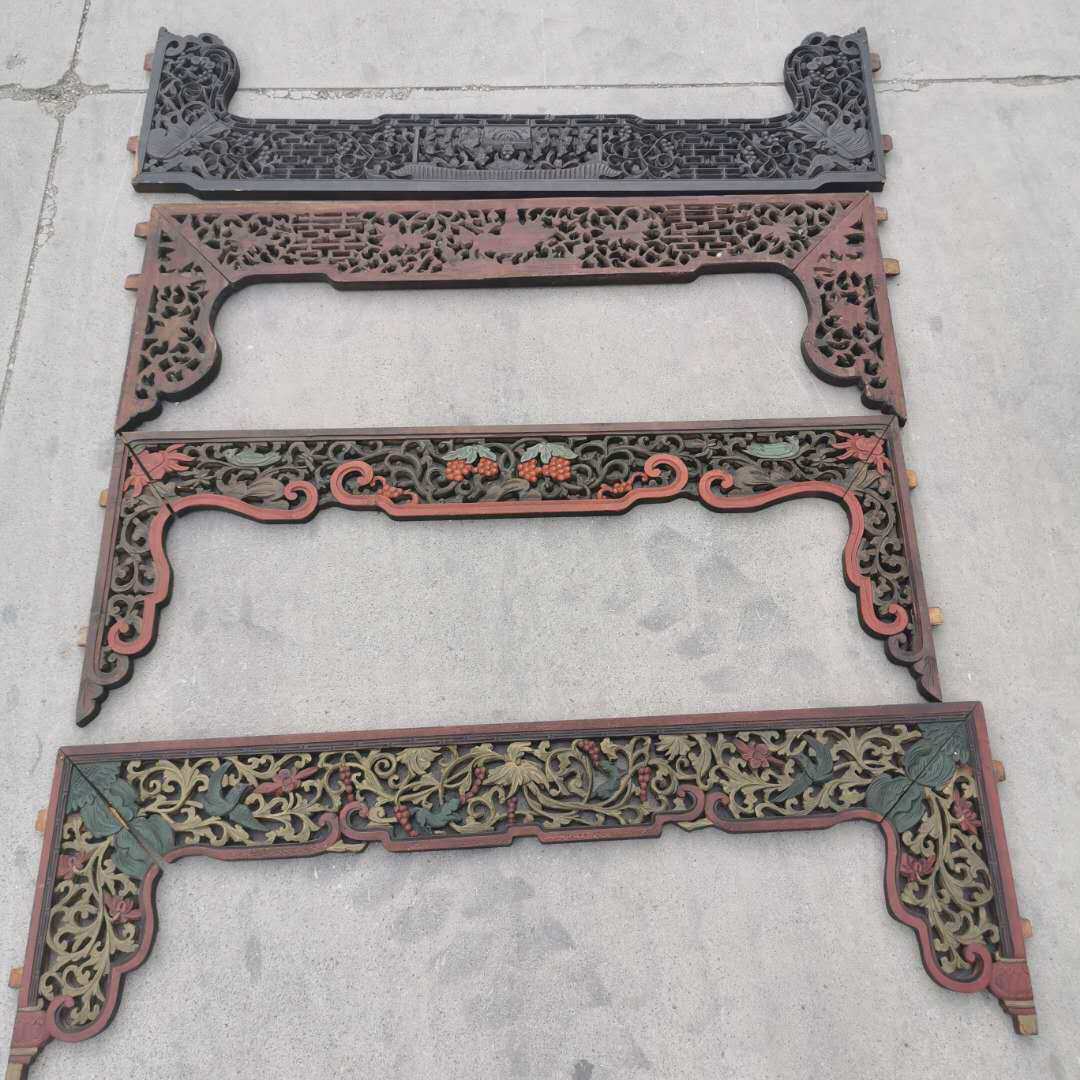 Folk old objects antique old flower board old wood carving high relief openwork old window flower nostalgic collection retro soft decoration