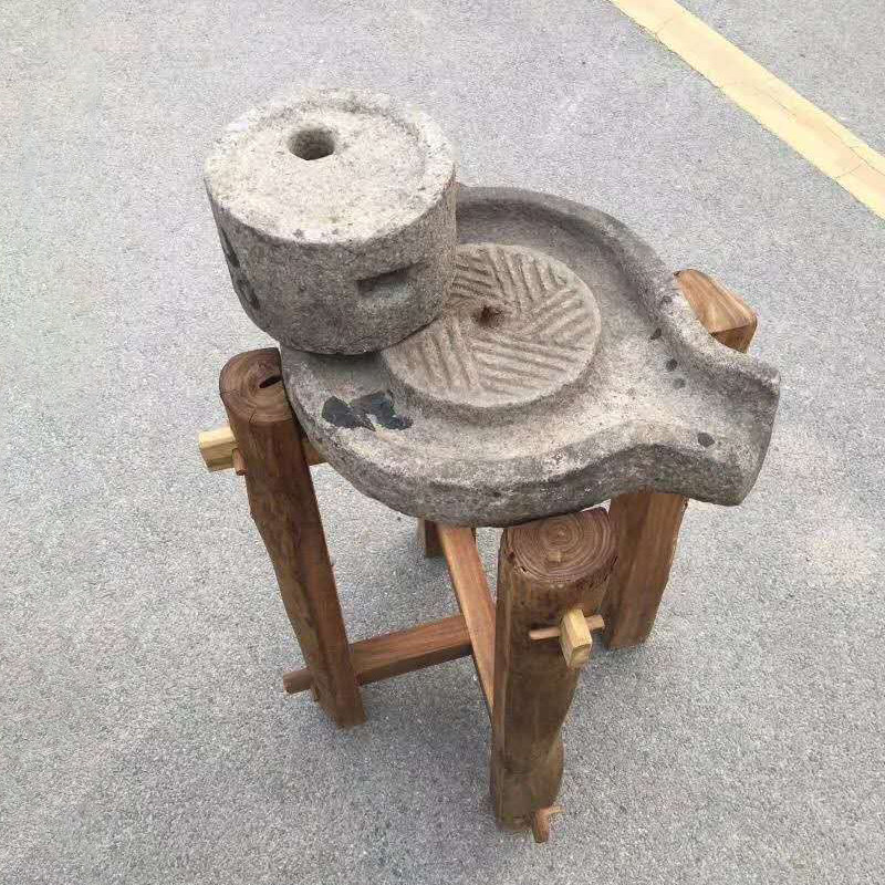 Folklore Old Objects Nostalgia Collection Green Stone Grinding Belt Rack Flowing Water Tea Table Farmhouse Folk Juku Decorative Prop Swing