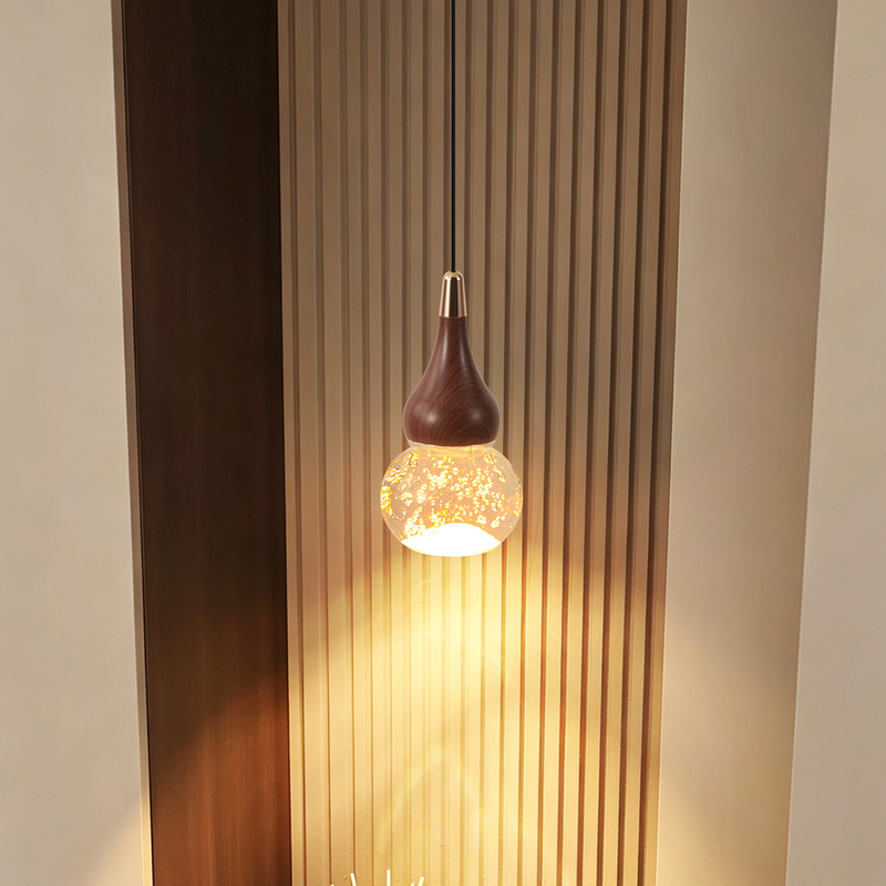 Vintage-Style Gourd-Shaped Creative Foyer Pendant Light with an Italian High-End Feel, Modern Bedroom Adjustable Bedside Ambiance Pendant Light