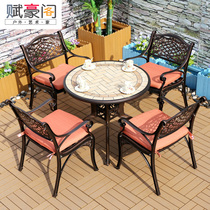 Outdoor table and chairs Cast aluminium Five pieces Garden Outdoor Leisure Patio Villa furniture marble open-air balcony table and chairs