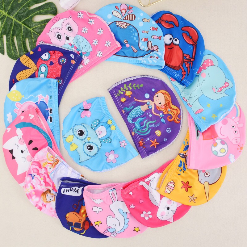 Factory direct children's swimming caps cute cartoon boys and girls universal baby comfortable swimming cloth caps for babies