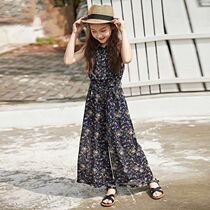 Korean girls wide leg set summer 2021 new Zhongda Tong elasticated waist thin chiffon culottes two-piece set trend