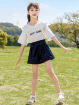 Girls Summer Suit 2021 New Childrens Foreign Korean Edition Zhongda Tong College Style Flower Collar Shorts Set