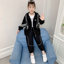 Korean Girls Fall Winter Sports Set 2021 New Childrens Internet Celebrity Trendy Big Kids Hooded Two-Piece