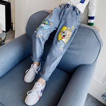 Korean Girls Jeans Autumn Winter 2021 New Fashion Kids Girls Thin Loose Foreign Fried Street Pants Trend