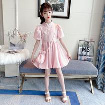 Korean girl puff sleeve cheongsam dress 2021 summer new style of Zhongda Tong sweet foreign girl puffy skirt