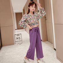 Korean girl spring floral blouse set 2021 new Korean version of the big boy sweet temperament girl two-piece
