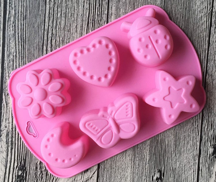 6 lỗ hoa sao trăng côn trùng làm bằng tay xà phòng khuôn silicone khuôn làm kem