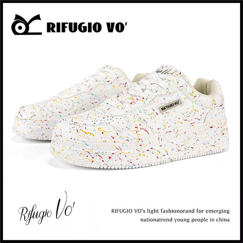 Rifugio Vo' Air Force Sneakers for Men, Winter Thick-Soled Graffiti Niche Comfortable Couple's Matching Luminous White Shoes