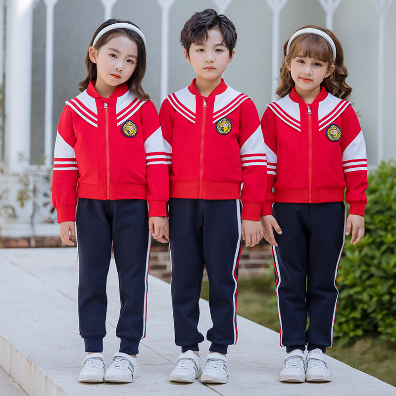 Elementary School School Uniform Suit Kindergarten Garden Clothing Spring Autumn Shipments and Costume Yinglun College Wind Red Class 2 sets