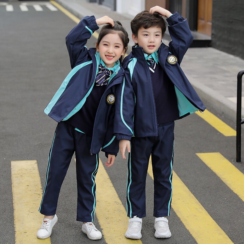 Primary school Children's school uniforms Assault Clothing Suit Garden Clothes Autumn Winter Clothing Outdoor Children Class Clothing Thickened Warm Waterproof Three-in-one