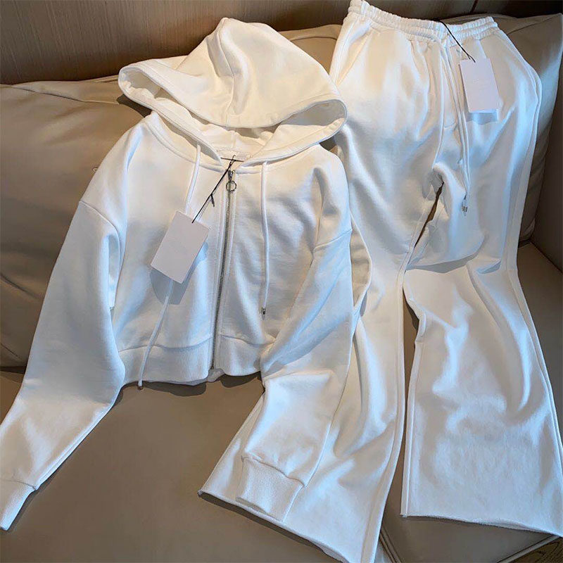 Wei Yi Suit Women's Fall/Winter 2021 New Foreign Style Fashion White Ladies Short High Waist Coat Tide Two-Piece Set