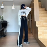 Осенние приталенные тонкие спортивные штаны для отдыха, высокая талия, свободный прямой крой