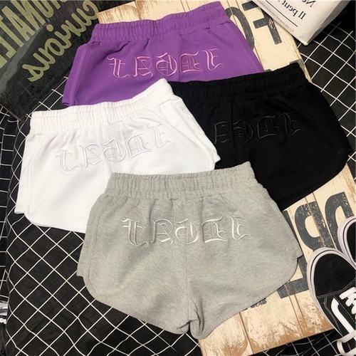 Черные спортивные летние шорты, штаны для отдыха, в корейском стиле, свободный крой, высокая талия, для бега, А-силуэт