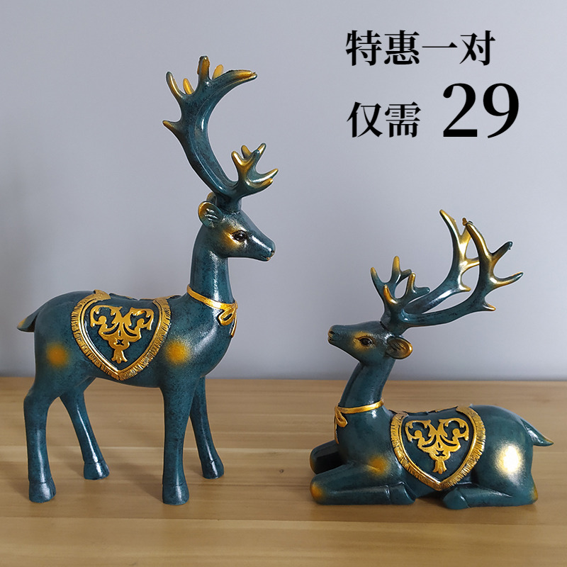 Eurostyle Retro Luxurious Room Wine Cabinet Living-room Adornment Deer Pendulum home-style Festive Gift for the Festive Season