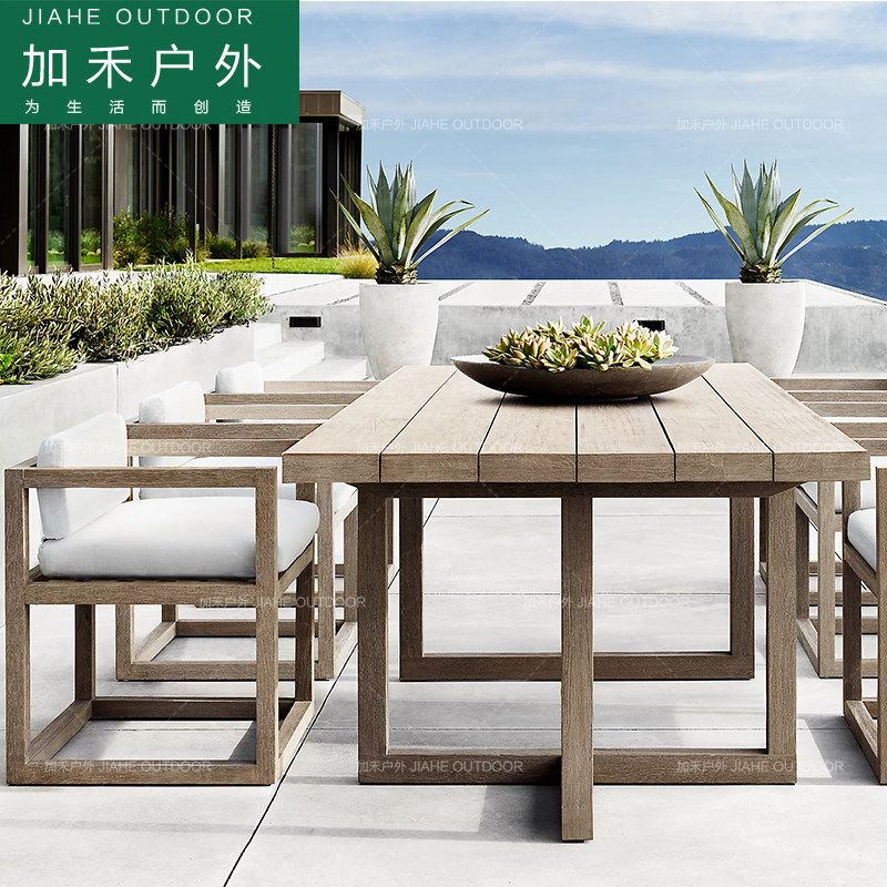 户外防腐木阳台椅柚木露台花园庭院创意休闲餐桌酒店家具别墅桌椅