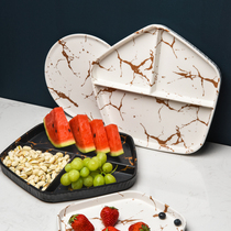 Yajia Nordic marble melamine tray household creative Western plate steak plate fruit plate cake dessert plate