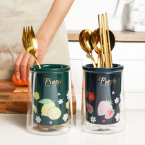 YAKA-HOME ins Wind glass chopsticks Tube knife chopsticks storage box kitchen fork storage rack household tableware box