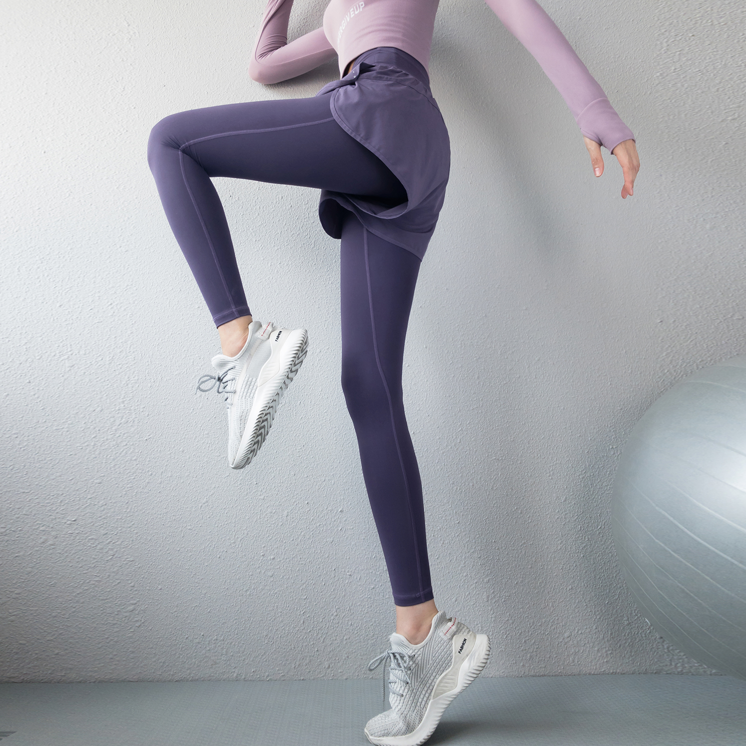 Fitness Pants Fake two female outwear elastic high waist lifting hip large size for running sports pants 90% Pants Long Pants Yoga Pants