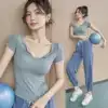 Yoga clothes summer thin professional high-end fashion sexy fitness clothes Women's suit thin running short-sleeved quick-drying clothes