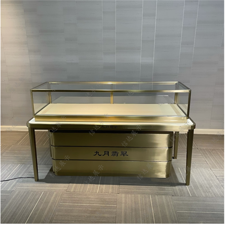 High-end jewelry counter Emerald gold jewelry display cabinet stainless steel watch luxury exhibition cabinet Beijing customized