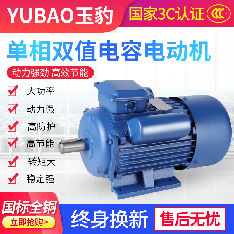 Single-phase motor 220V small two-phase 0 75 1 1 1 5 2 2 3 4KW copper asynchronous motor motor