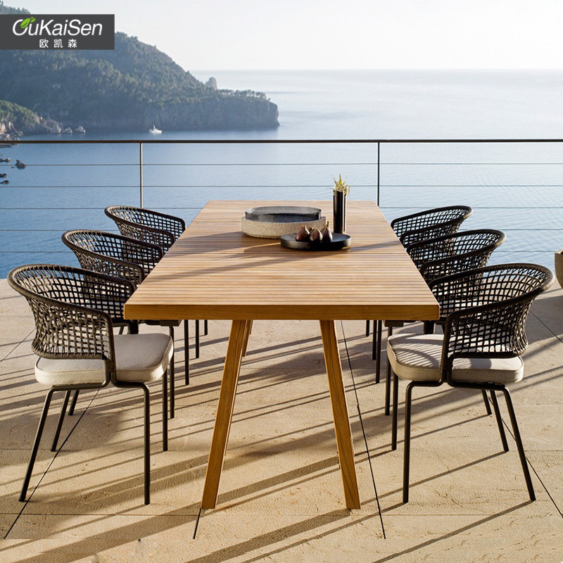 Rattan outdoor dining table and chair combination furniture model room leisure outdoor courtyard garden balcony greenhouse outdoor terrace