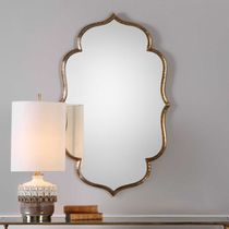 European style retro mirror wall American wall hanging bathroom mirror old light luxury makeup mirror fireplace porch decorative mirror