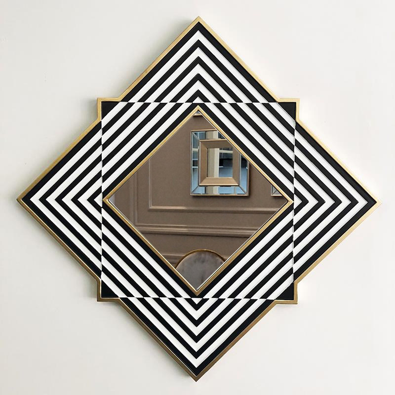 American exhibition hall Hangonguan mirror Living room hanging Decorative Mirror Bathroom Makeup Doors Hall Art Mirror Black & White Striped Mirror