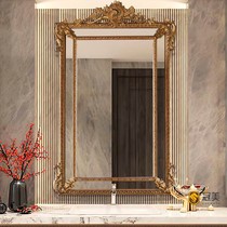 French retro-mirror masterpiece decorative mirror hanging wall-stained blossom wall wall-style bathroom mirror