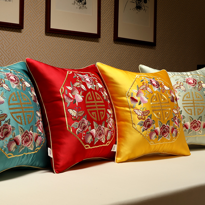 New Chinese style pillow modern minimalist Chinese style sofa living room backrest headrest pillowcase waist pillow with core cushion customization