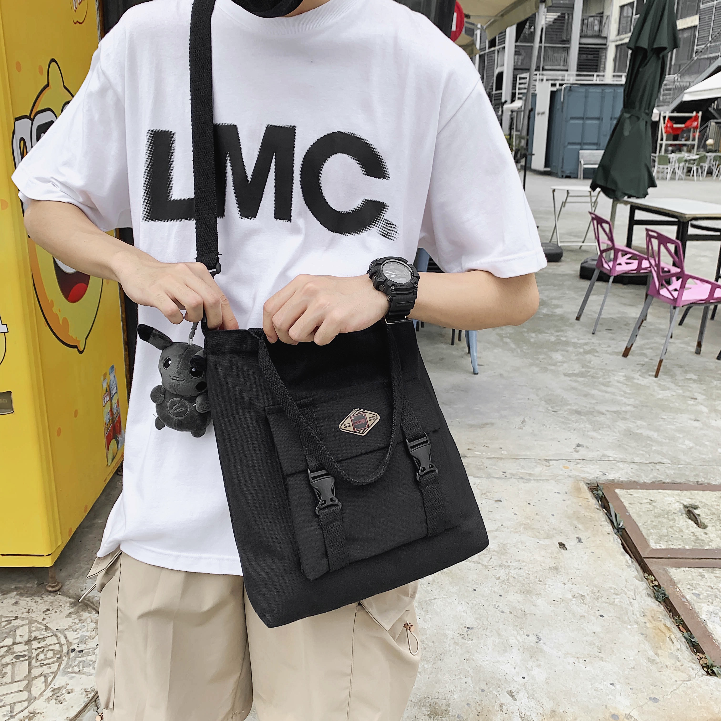 Tide brand messenger bag men's canvas shoulder bag girls casual all-match backpack 2022 new Japanese large-capacity bag