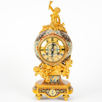 Tim European antiques and Western antiques French home collection ornaments gilt copper and enamel mechanical clock