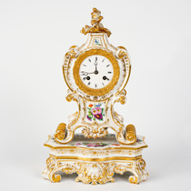 Tim European antiques and Western antiques French porcelain pure hand-painted floral theme double-hole mechanical clock ornaments