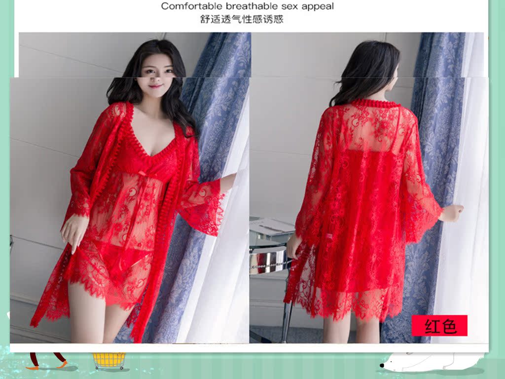 Đồ ngủ màu đỏ gợi cảm nữ mùa hè nóng người lớn trong suốt vải tuyn gợi cảm đồ lót tình yêu quần áo người băng lụa đêm váy đồ ngủ xuyên thấu