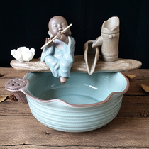 Jingdezhen ceramic fish tank running water circulation fresh lotus leaf waterscape with home decorations decoration humidifier