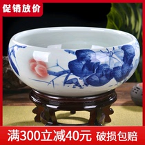 Send 10 Jingdezhen ceramics hand-painted goldfish bowl lotus tank turtle tank fish Basin home decoration ornaments