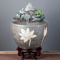 Jingdezhen Ceramic Gold Fish Tank Balcony Office Living Room Floor Home Circulation Flowing Water Swing Piece Courtyard Big Fish Tank