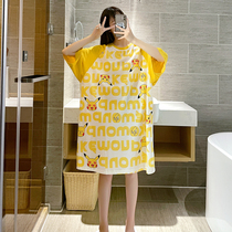 Summer nightgown for women pure cotton short-sleeved plus size 200 pounds cartoon cute pajamas for fat mm loose maternity home clothes