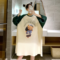 Cartoon nightdress women Summer cotton short sleeve cute plus size fat MM pajamas loose pregnant women home clothing 200kg