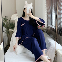 Modal pajamas summer plus fertilizer plus size womens 200 catties trousers short-sleeved thin suit fat mm summer home clothes