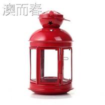 Iron ornaments candlestick hanging lamp European retro iron glass windproof lamp aromatherapy candlestick gift candlelight dinner