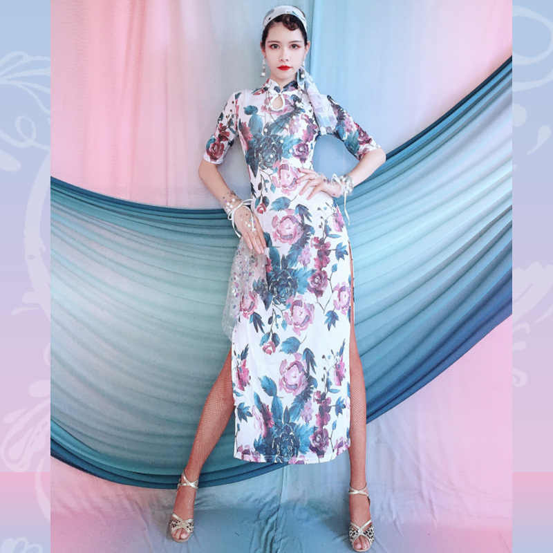 100 Ya one thousand hui Latin Dance 2022 New dress suit Adult ladies' foreign dress qipao Performance Martial Arts
