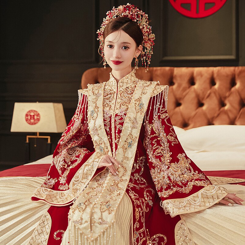 Fengguanxiapei bride wedding dress xiuhe dress 2025new arrivalchinoiserie wedding dress han dynasty ming dynasty wedding dress: Fengguanxiapei bride wedding dress xiuhe dress 2025new arrivalchinoiserie wedding dress han dynasty ming dynasty wedding dress: