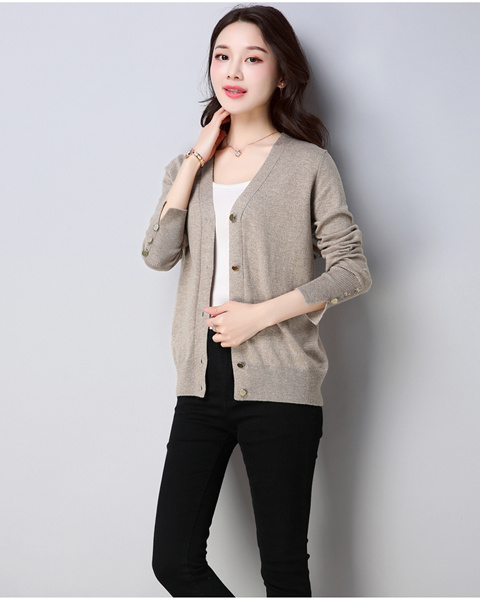 2019 phụ nữ mới mùa xuân Trang phục cổ chữ V áo len tinh khiết áo len ngắn áo len đầu xuân áo len nữ - Áo len cổ chữ V áo khoác cardigan nữ cao cấp