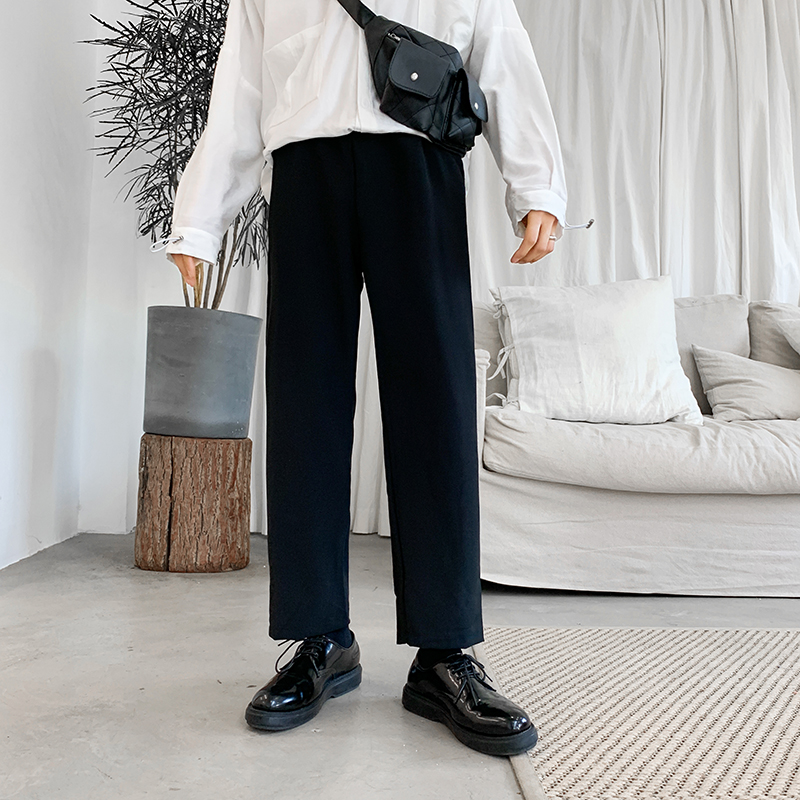 2022 men's pendant wide-leg suit straight Hong Kong style nine-point pants Hong Kong taste tide loose ins Japanese Harajuku bf pants