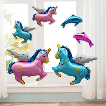 Large blue dolphin shape aluminum foil aluminum film balloon childrens birthday party decoration wedding room wedding hotel layout