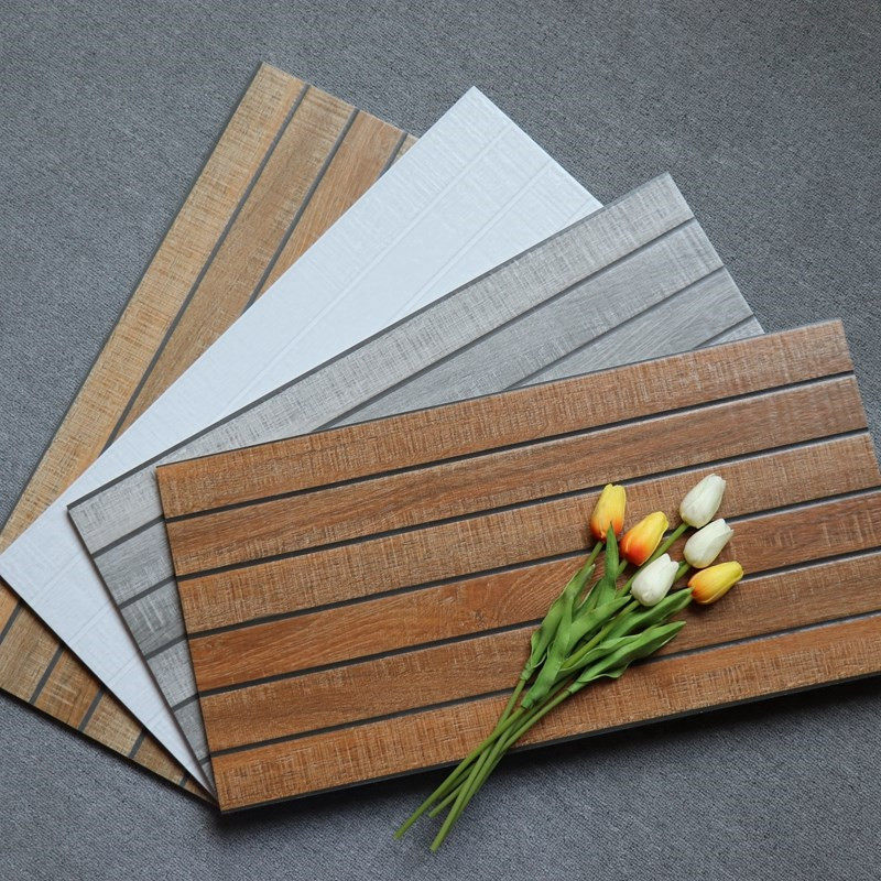 Minimalist modern wood grain wall brick 300x600 Balcony Tiles Background Wall Cultural Brick Make-up Room Bathroom Inner Wall Brick